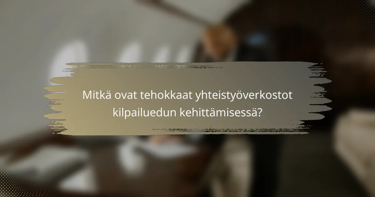 Mitkä ovat tehokkaat yhteistyöverkostot kilpailuedun kehittämisessä?