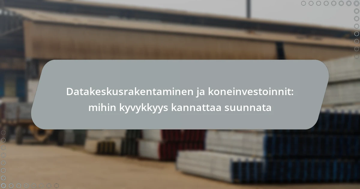 Datakeskusrakentaminen ja koneinvestoinnit: mihin kyvykkyys kannattaa suunnata