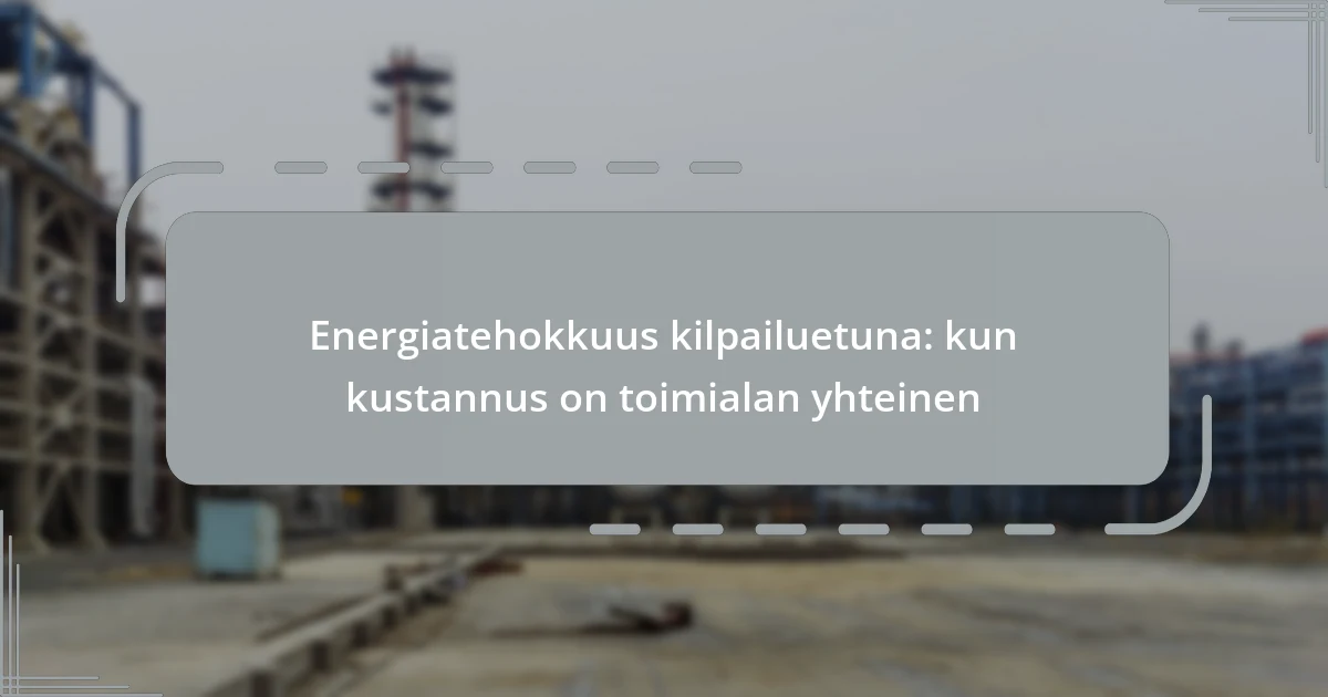 Energiatehokkuus kilpailuetuna: kun kustannus on toimialan yhteinen