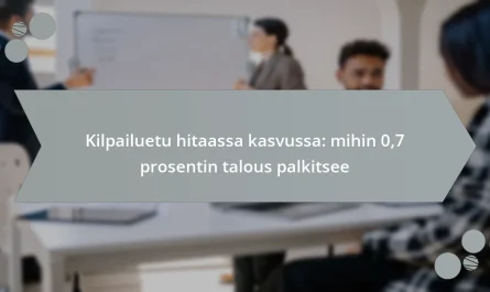 Kilpailuetu hitaassa kasvussa: mihin 0,7 prosentin talous palkitsee